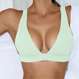 SHEIN Light Green Bikini Top